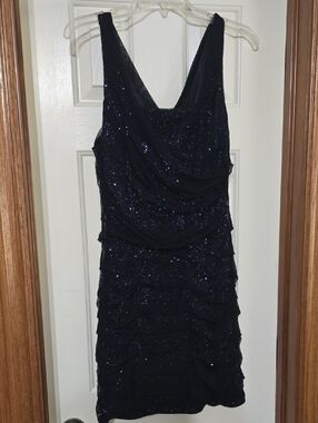 Express Black Sequin Sleeveless Midi Dress